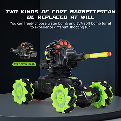 RC Car Remote Control Stunt Truck with Soft Bullets Water Bomb Spray Music LED (Green) V7242
