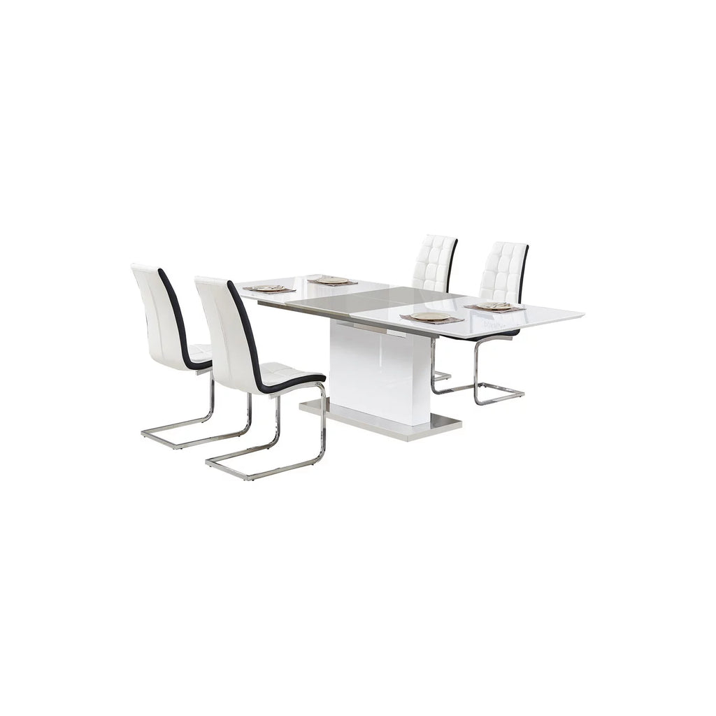 5-Piece Extendable High Gloss Wood Dining Set A673