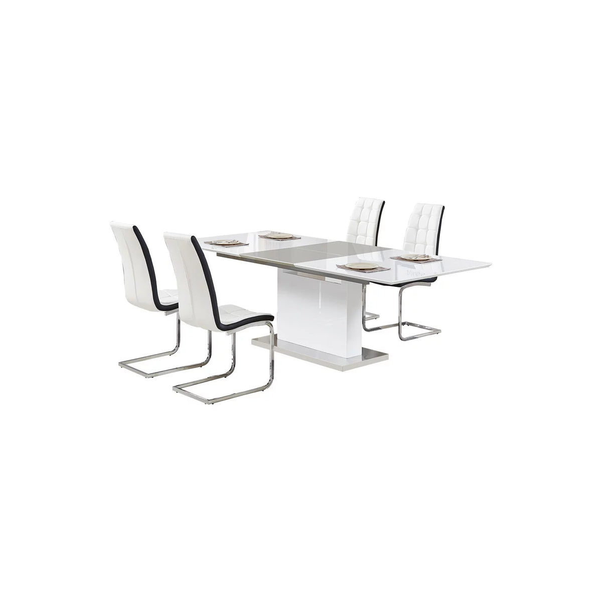 5-Piece Extendable High Gloss Wood Dining Set A673