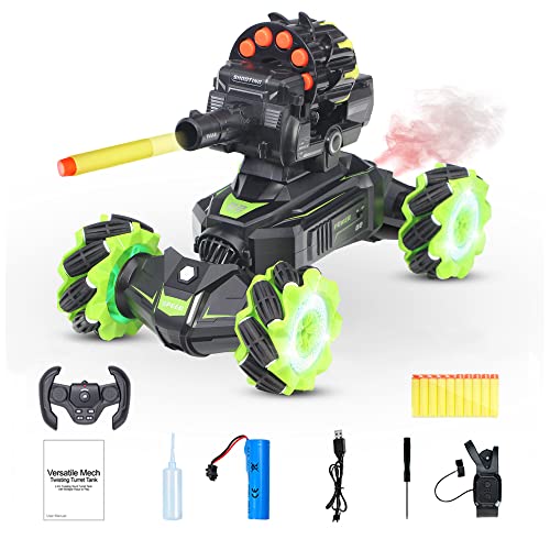 RC Car Remote Control Stunt Truck with Soft Bullets Water Bomb Spray Music LED (Green) V7242