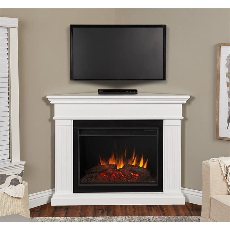 White Corner Electric Fireplace Mantel Heater with Remote Control K56122