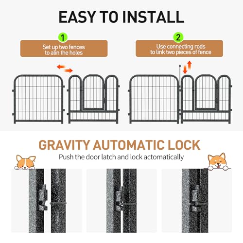 40 Inch 16 Panel Metal Dog Playpen Black-Silver I601695