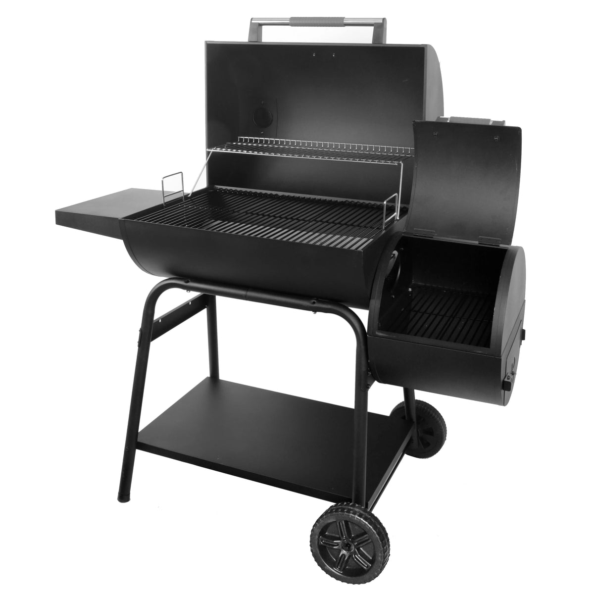 28 Offset Steel Charcoal Smoker Grill with Side Firebox, Black B2563