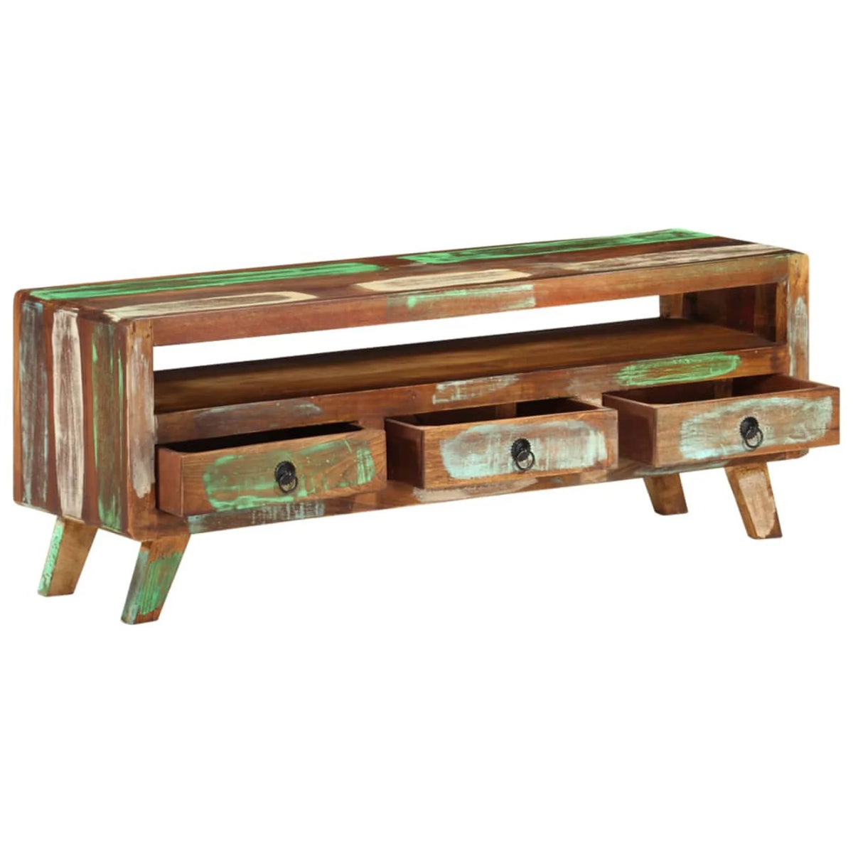 Reclaimed Wood TV Cabinet with 3 Storage Drawers E9149