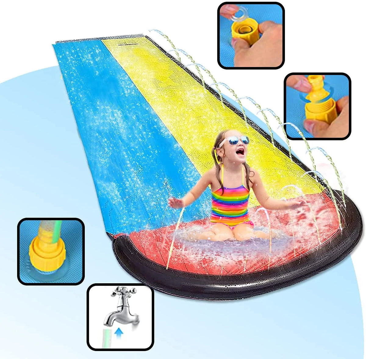 15.5ft Lawn Slide with Splash Sprinklers F619