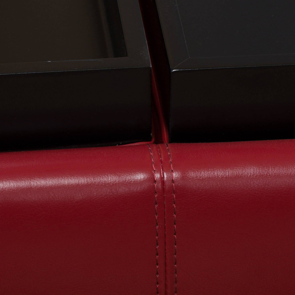 Red Leather Storage Ottoman W481853