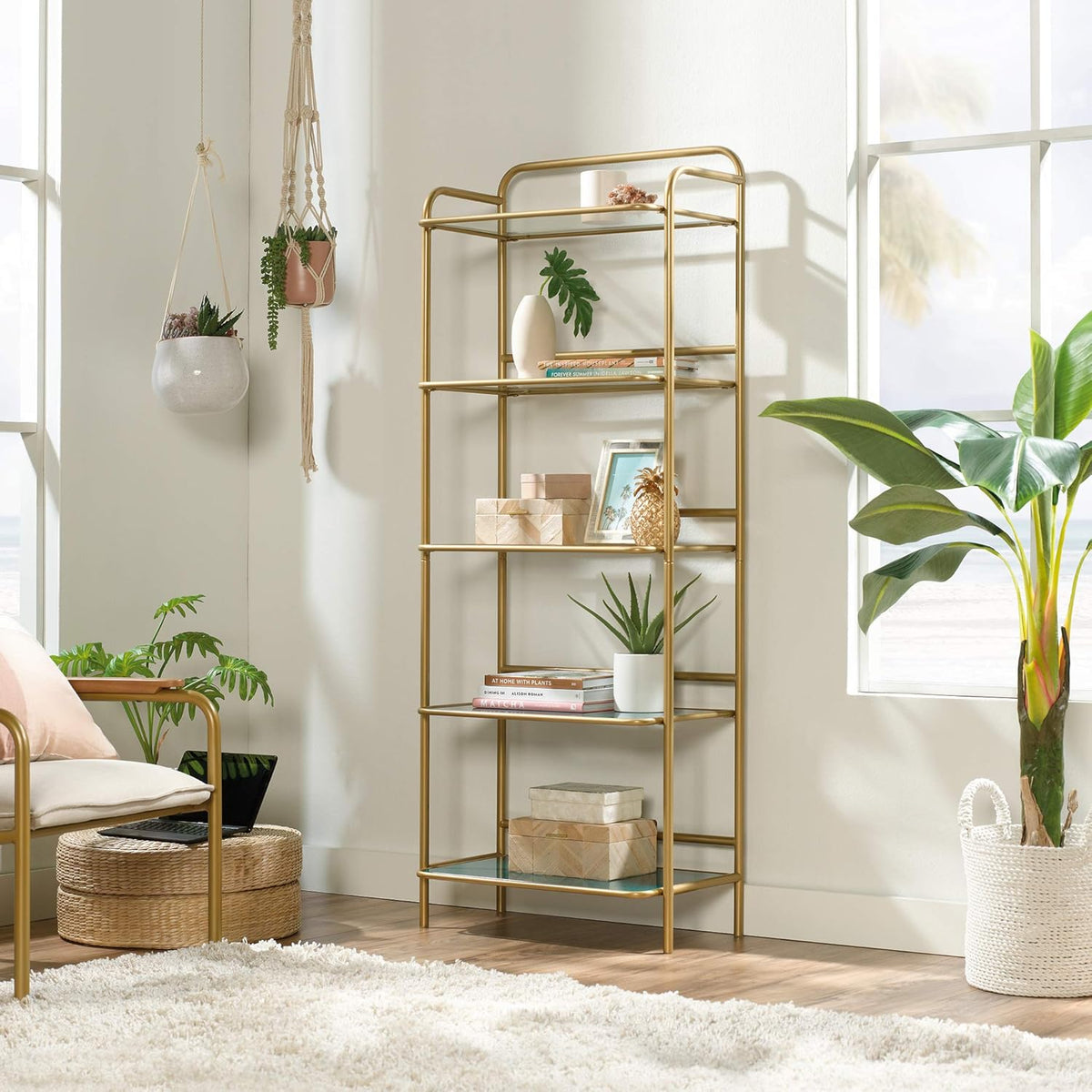Satin Gold Bookcase U972