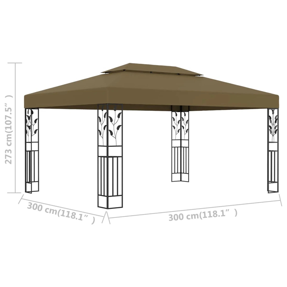 Taupe Outdoor Gazebo Canopy Steel Frame Party Tent 118.1 x 157.5 Inches Z254