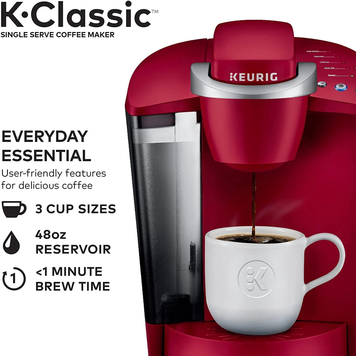 Single Serve Coffee Maker, 6 to 10 oz Brew Sizes Y5583