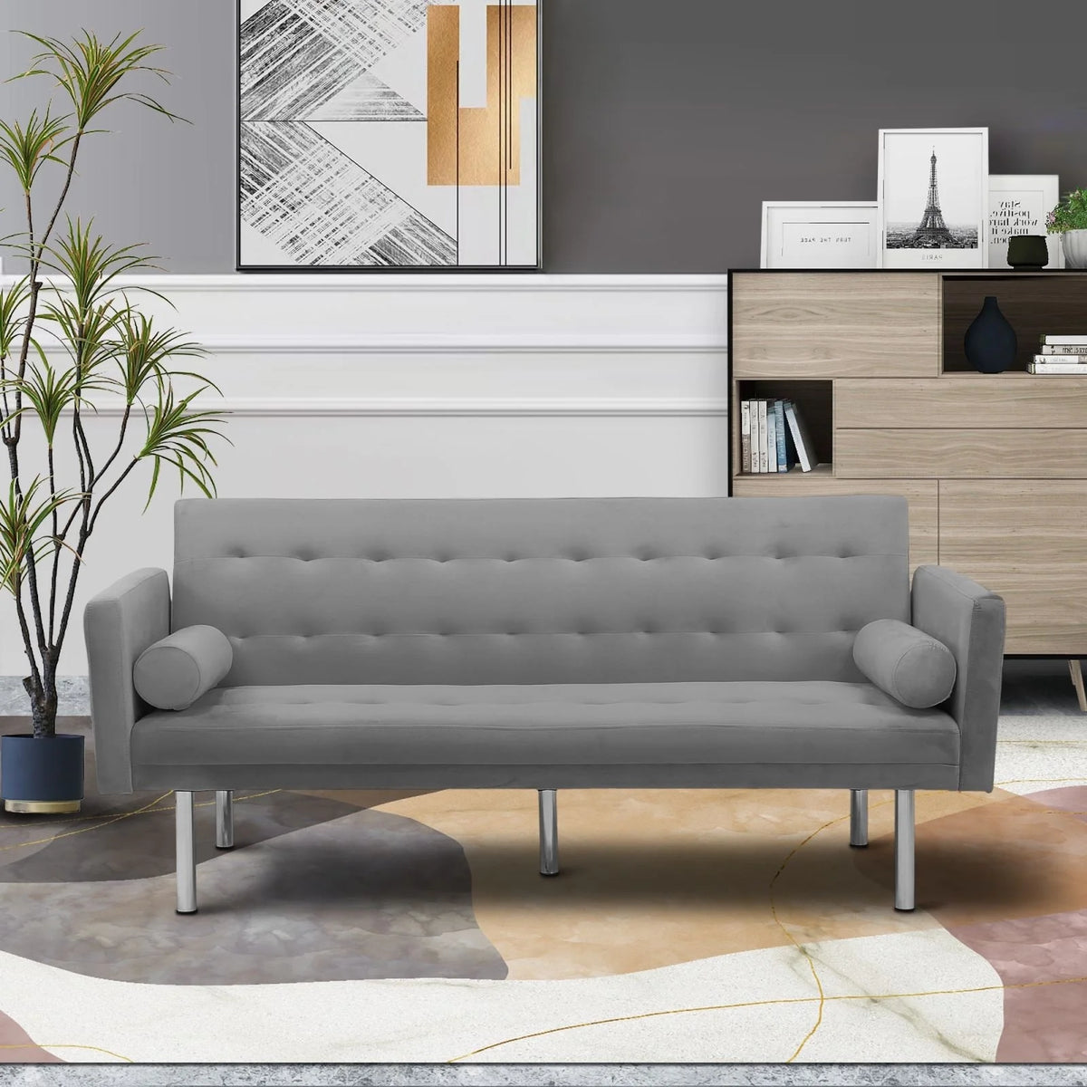 68.5" Velvet Convertible Sleeper Sofa T9478