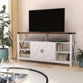 60" White Media Console with Rustic Oak Top U607