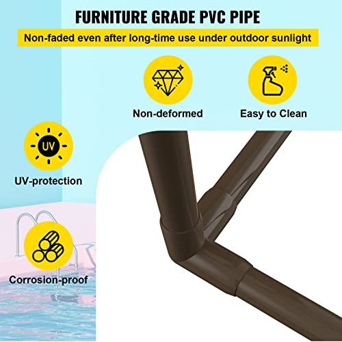 5 Bar Brown Freestanding PVC Pool Towel Rack with 8 Towel Clips F544