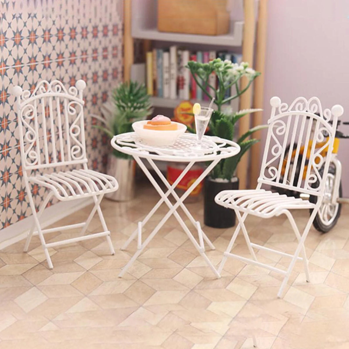 Metal Miniature Table Chair Set Dollhouse Furniture R638788