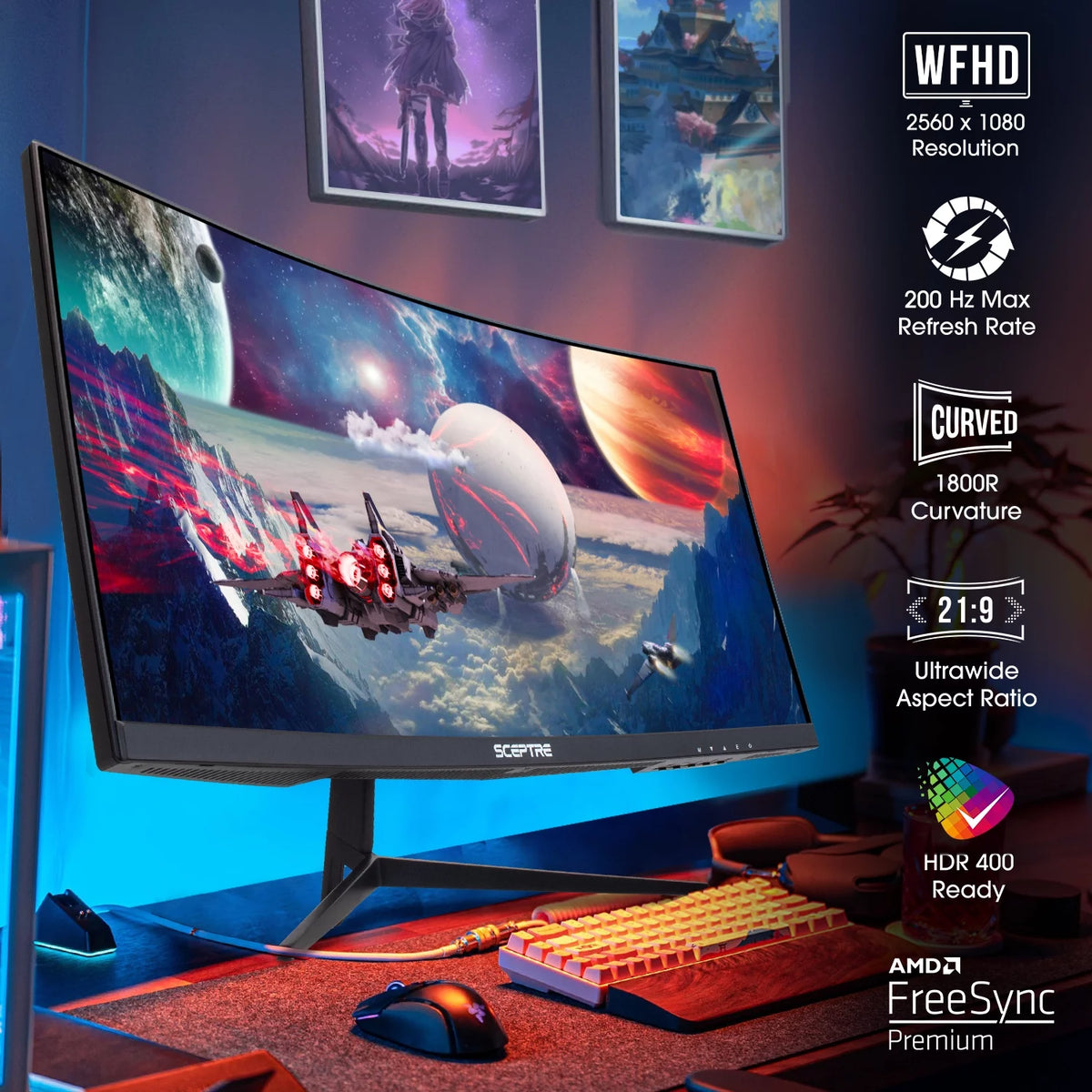 30" Curved VA LED Monitor 2560 x 1080 200 Hz K17457