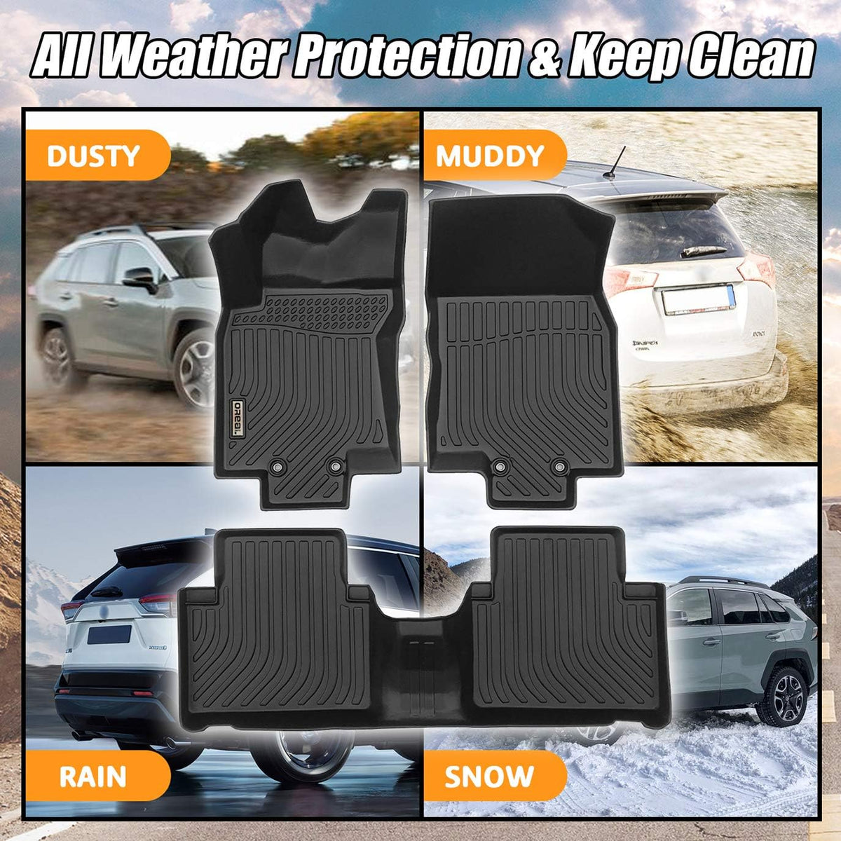 Black Floor Mats Front and Rear Car Carpet N854