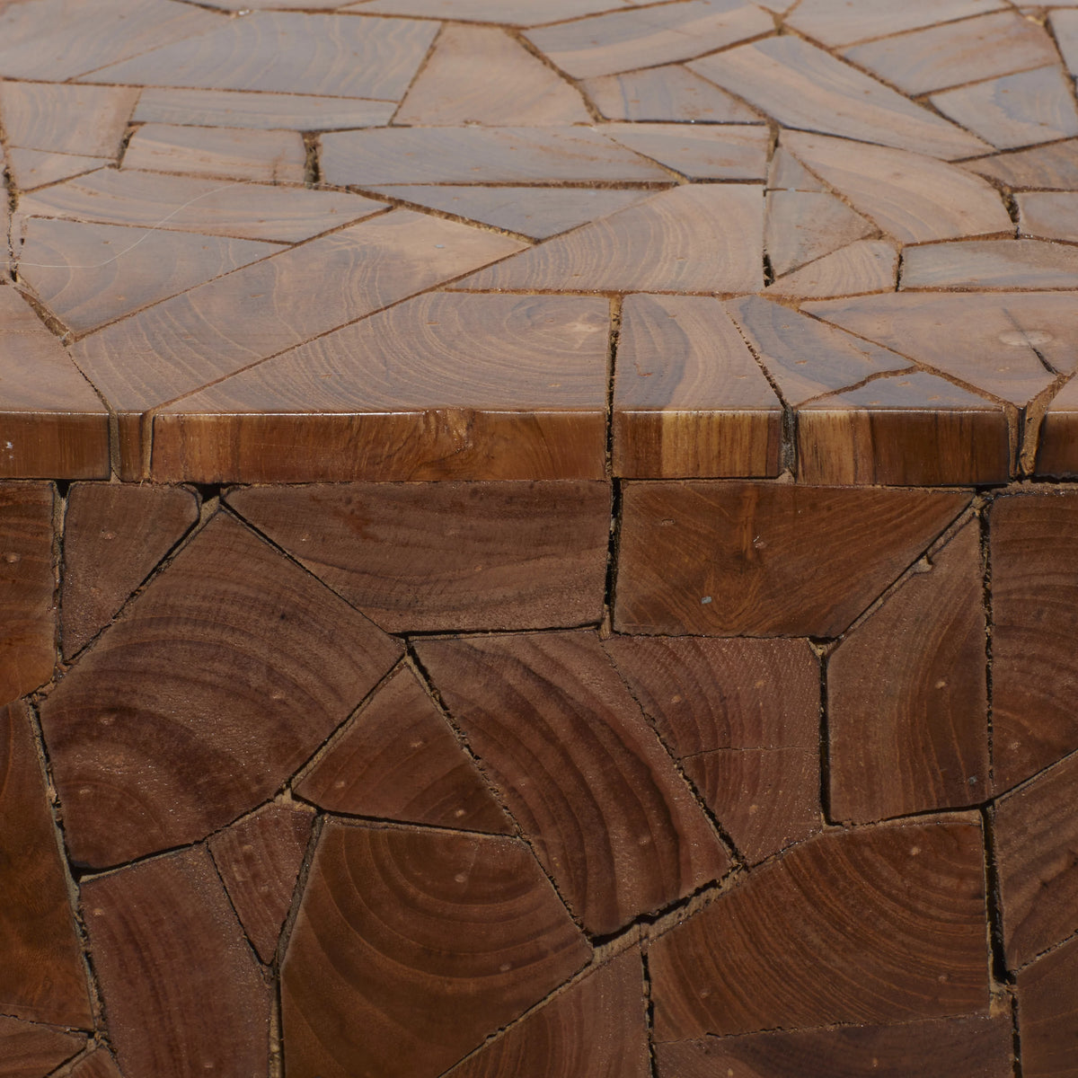 12" x 16" Brown Teak Wood Accent Table U52093