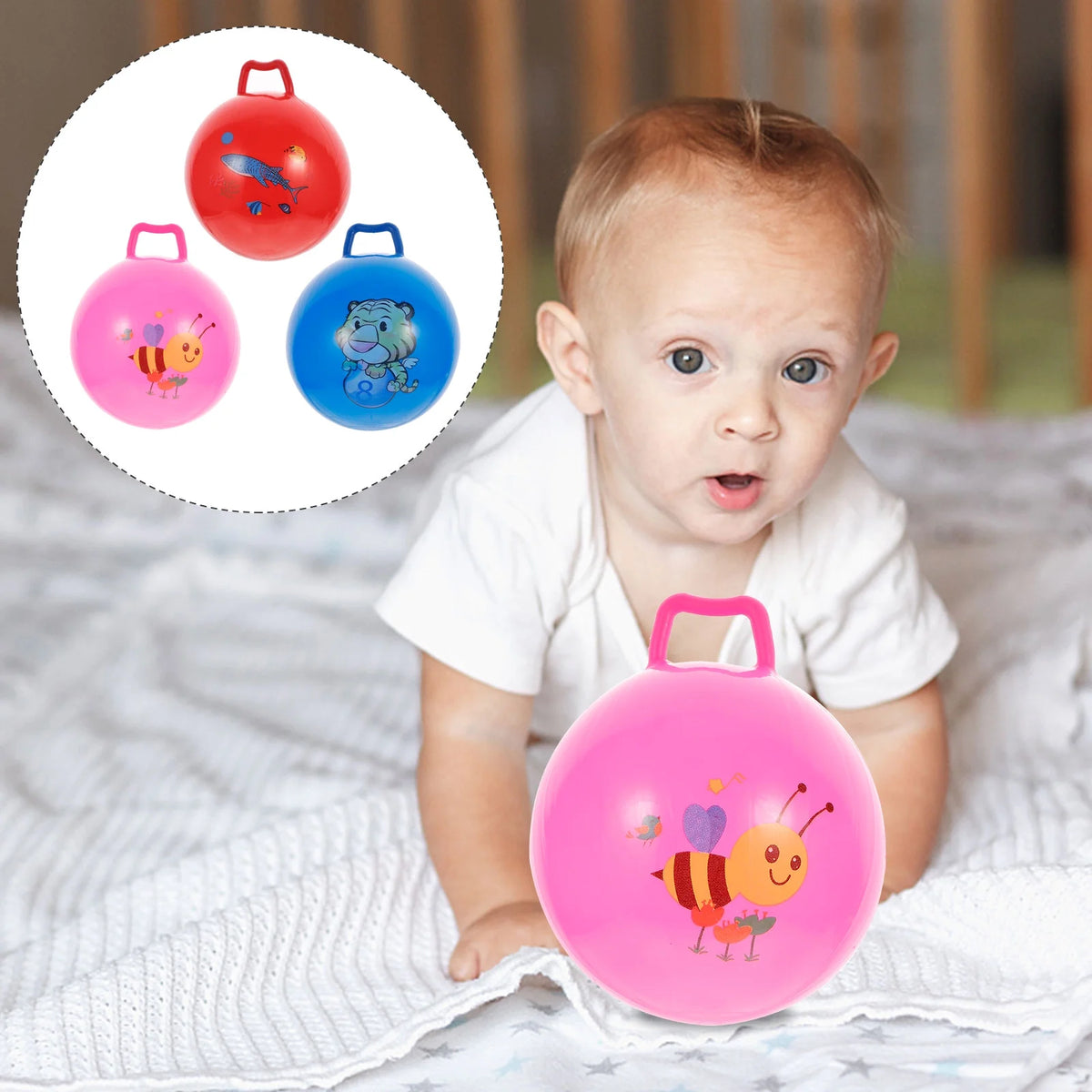 3Pcs Inflatable Hopper Balls with Handle S4238