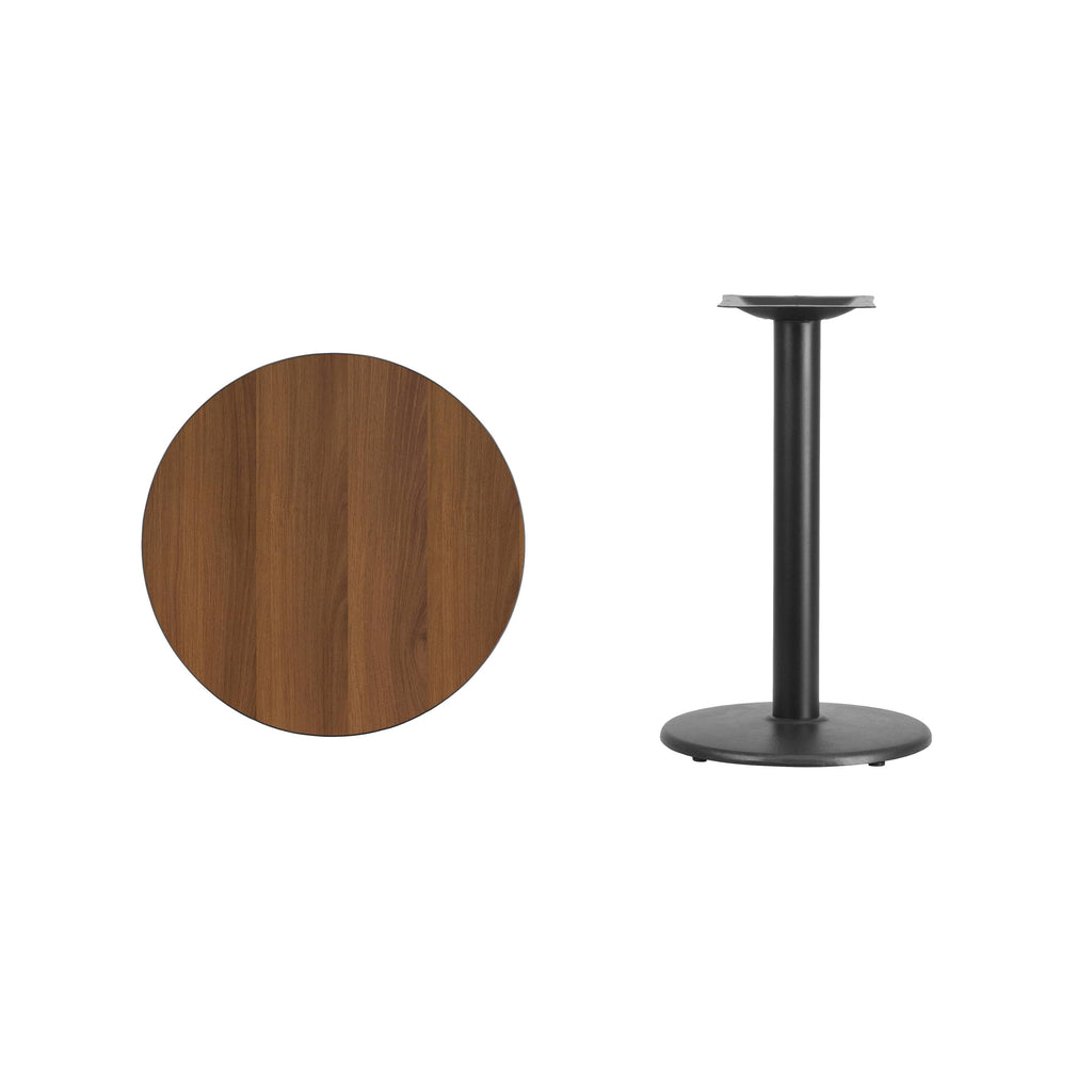 24&& Round Walnut Laminate Table Top with 18&& Round Table Height Base U66950