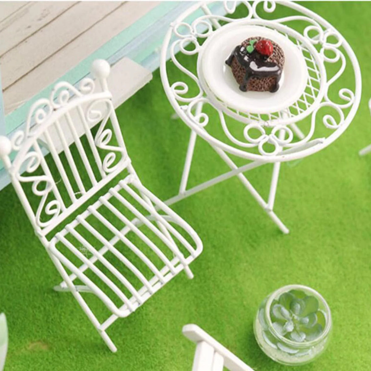 Metal Miniature Table Chair Set Dollhouse Furniture R638788
