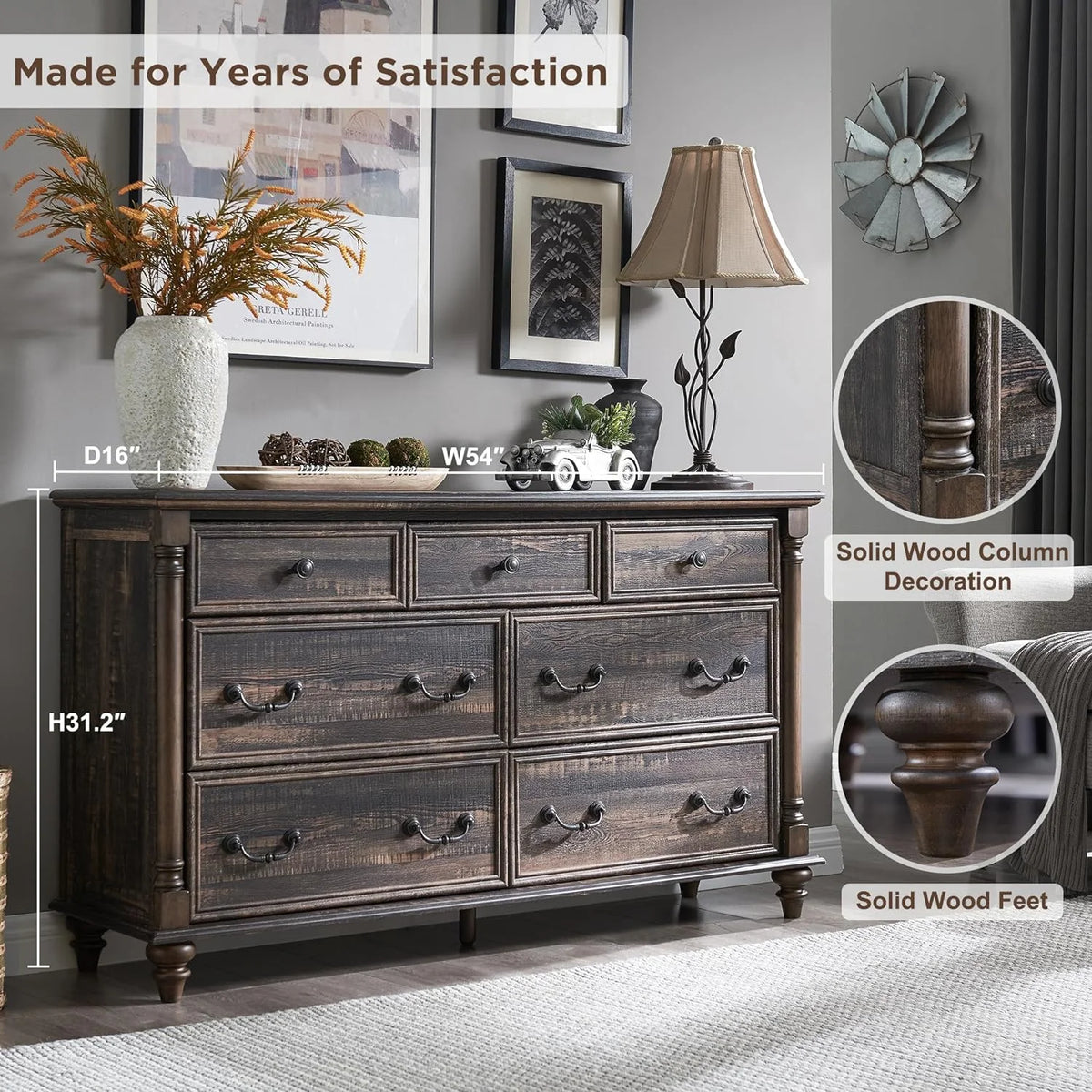 7 Drawer Wood Dresser Y933