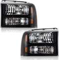Clear Lens Black Housing Amber Reflector Headlights for Ford Super Duty I992