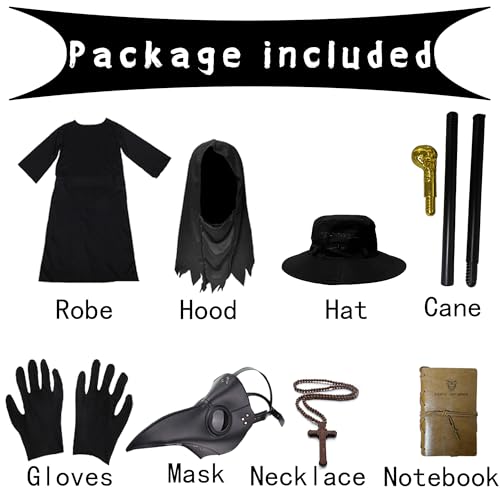 Plague Doctor Costume Set 8 in 1 Halloween Costumes Plague Doctor Mask Outfit S493