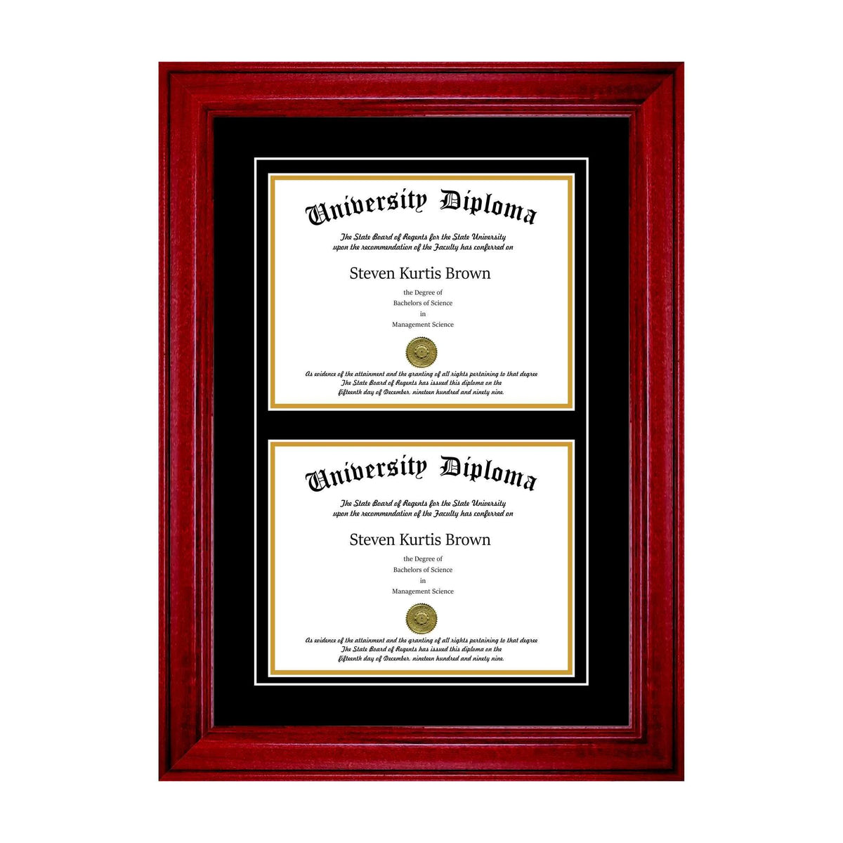 Double Diploma Frame with Double Matting Cherry 2x22 Frame R57326