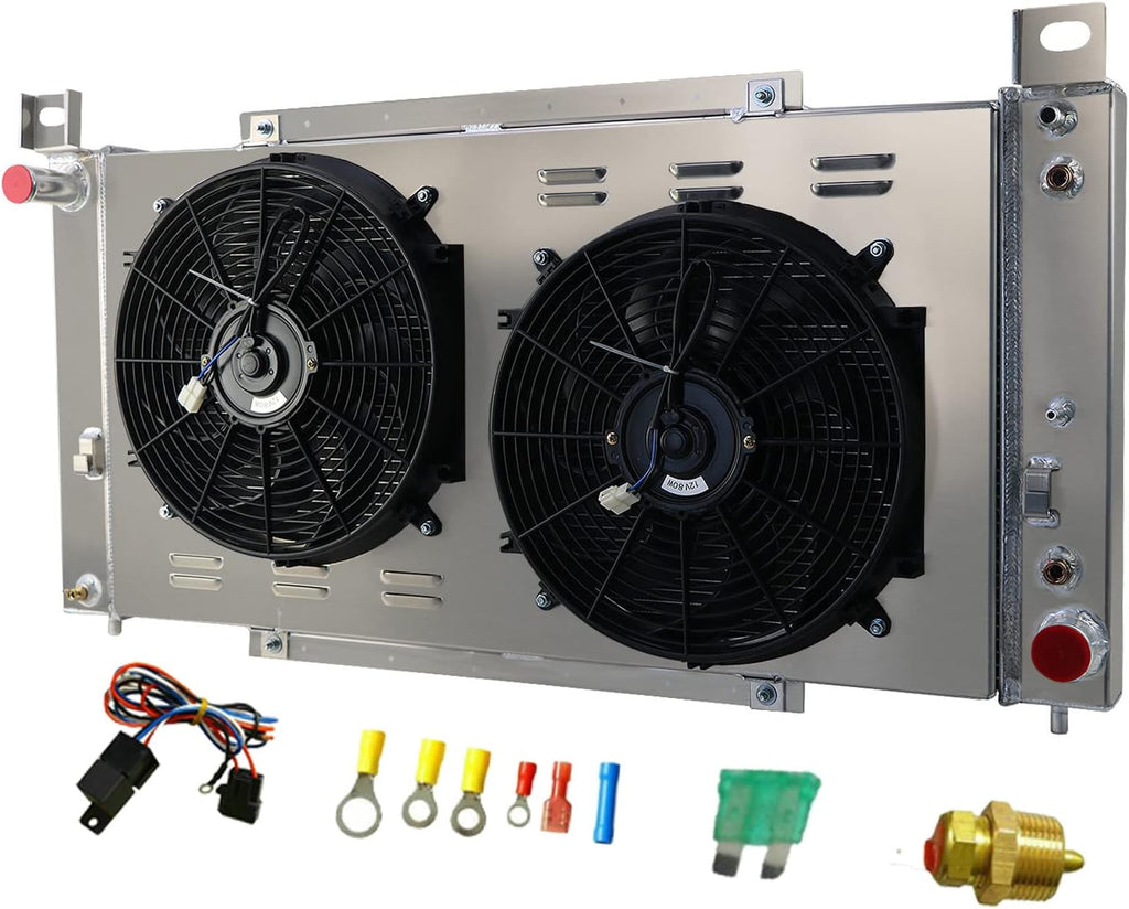 Aluminum 3 Row Radiator with Shroud and 2 x 14" Fan Relay O467715