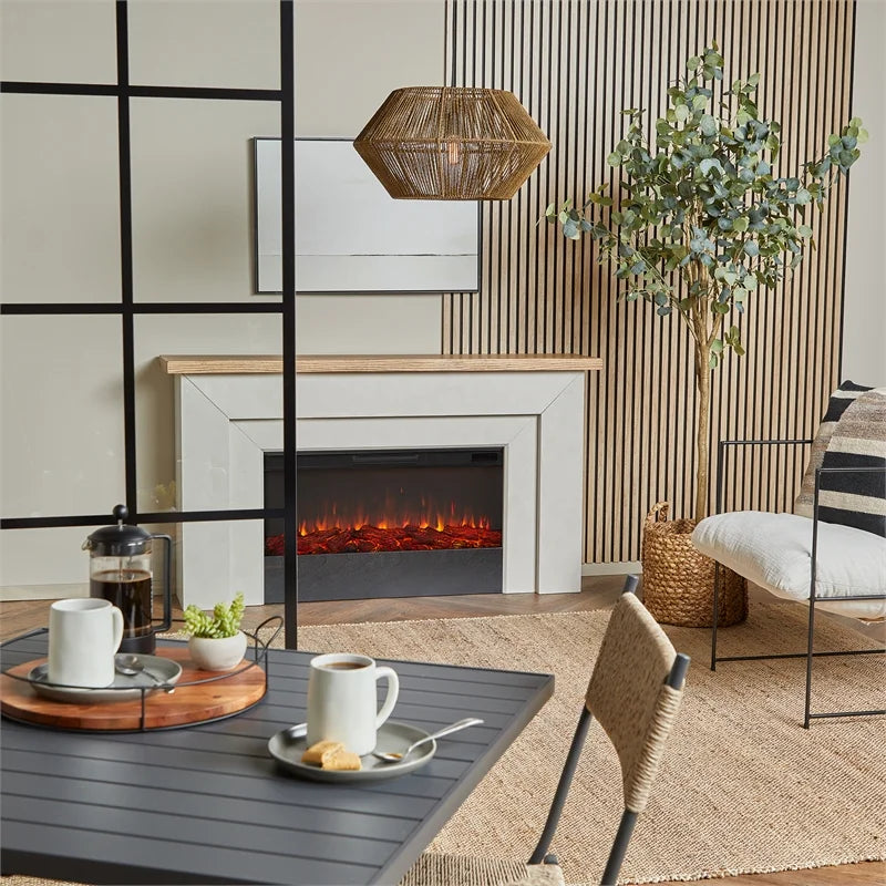 68" Wood Electric Fireplace in Venetian Gray W768077