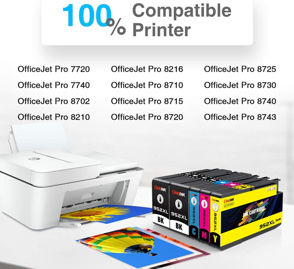 Compatible Ink Cartridge 5 Pack for HP 952XL OfficeJet Pro J6790