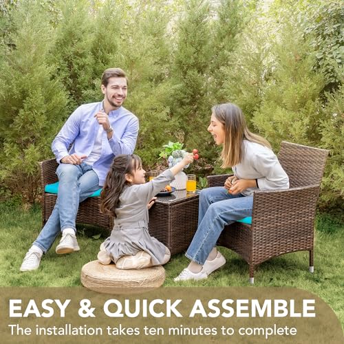3 Pieces PE Rattan Wicker Chairs with Table Z60185