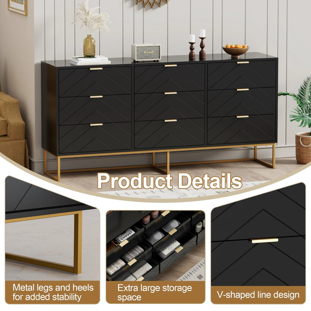 White 9 Drawer Wood Dresser Y5528