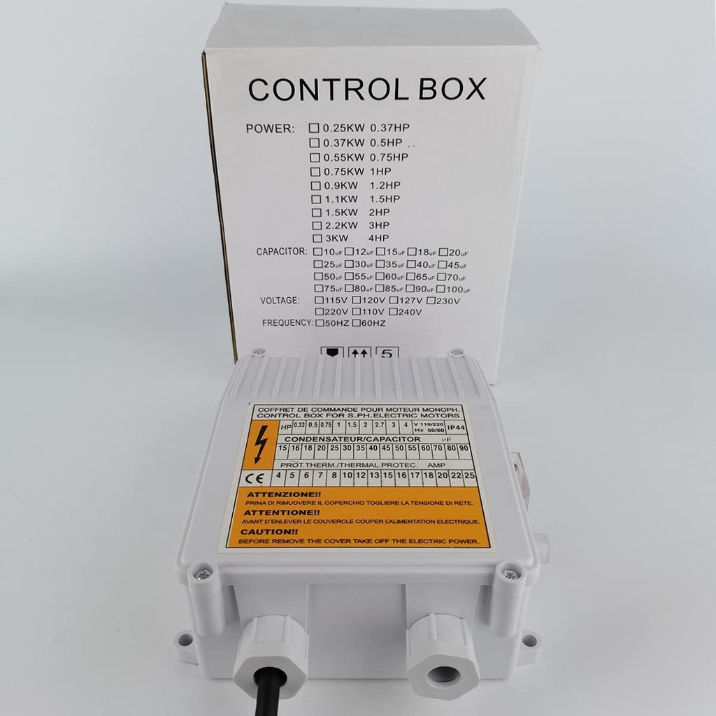 Well Pump Control Box 1.1KW 1.5HP 60uf 25A Capacitor Starter for Submersible Pump Pack of 2 E54248
