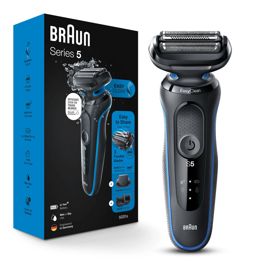Electric Shaver with Beard Trimmer, Wet & Dry, Rechargeable, Cordless Foil Shaver, Blue O412
