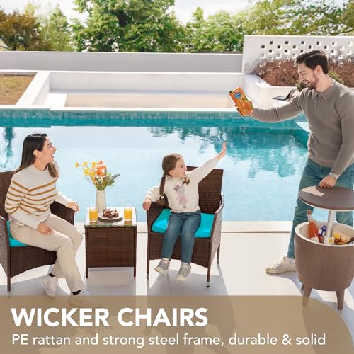 3 Pieces PE Rattan Wicker Chairs with Table Z60185