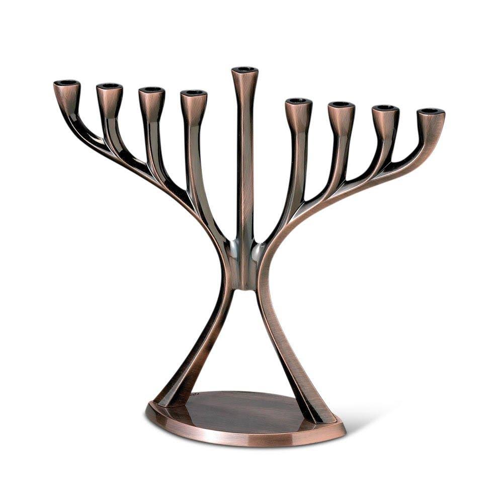 Chrome-Plated Aluminum Menorah Antique Copper Finish T347184