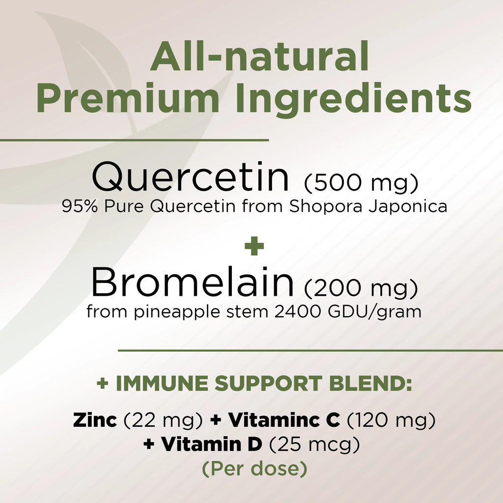 Quercetin 500mg with Vitamin C Zinc Bromelain and Vitamin D3 360 Veggie Caps W98614
