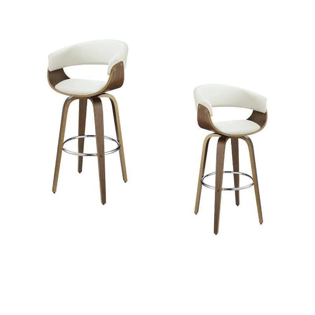 Set of 2 White Upholstered Wooden Bar Stools R17994