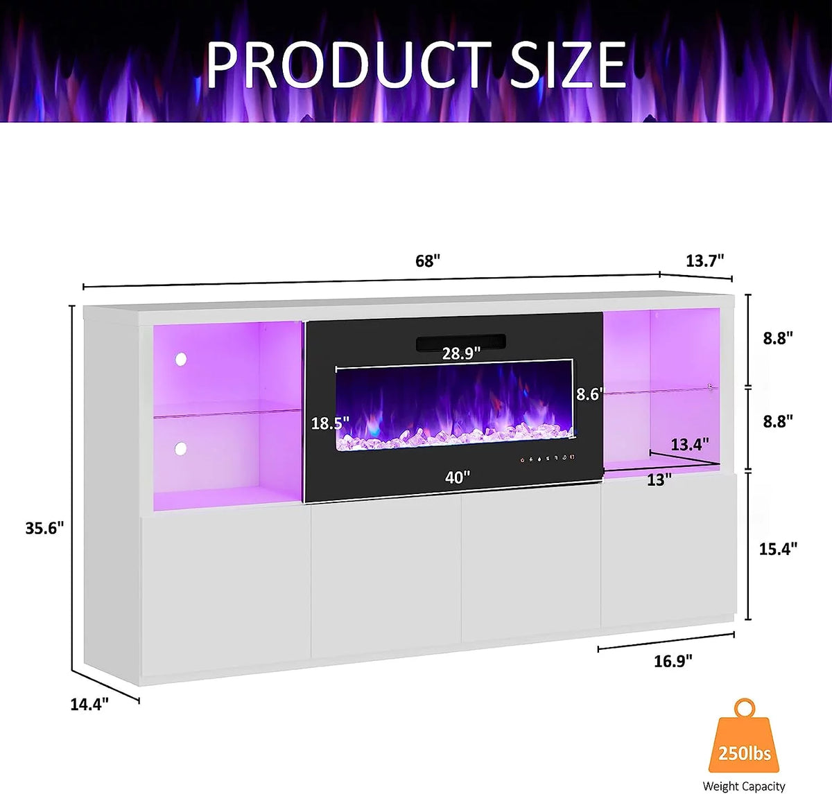 68" Fireplace TV Stand with 40" Electric Fireplace Y282261