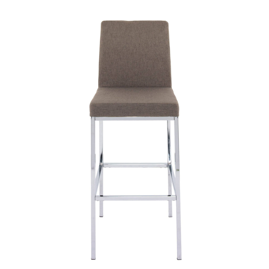 Beige Fabric Barstools with Chrome Legs Set of 2 O966464