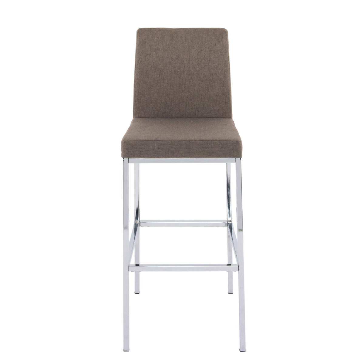 Beige Fabric Barstools with Chrome Legs Set of 2 O966464