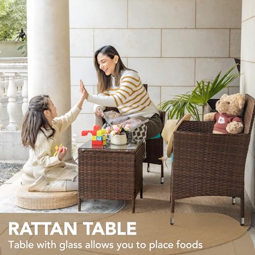 3 Pieces PE Rattan Wicker Chairs with Table Z60185