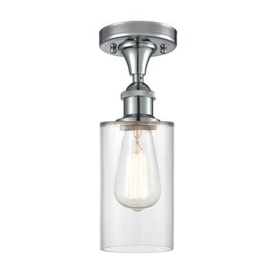 Semi Flush Mount Light, Polished Chrome, Clear, LED M4372