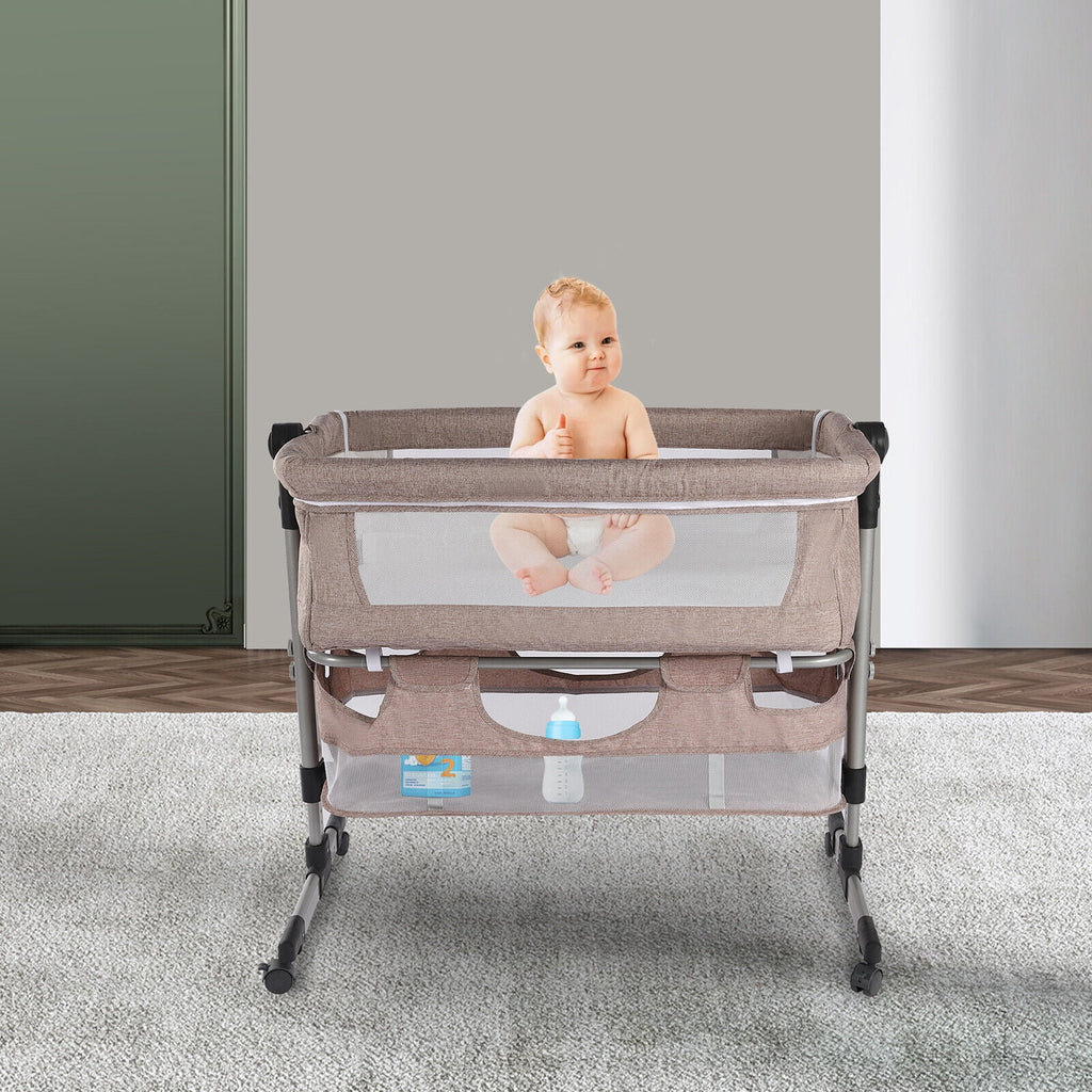 Baby Bassinet with Mosquito Nets Adjustable Bedside Sleeper O9269