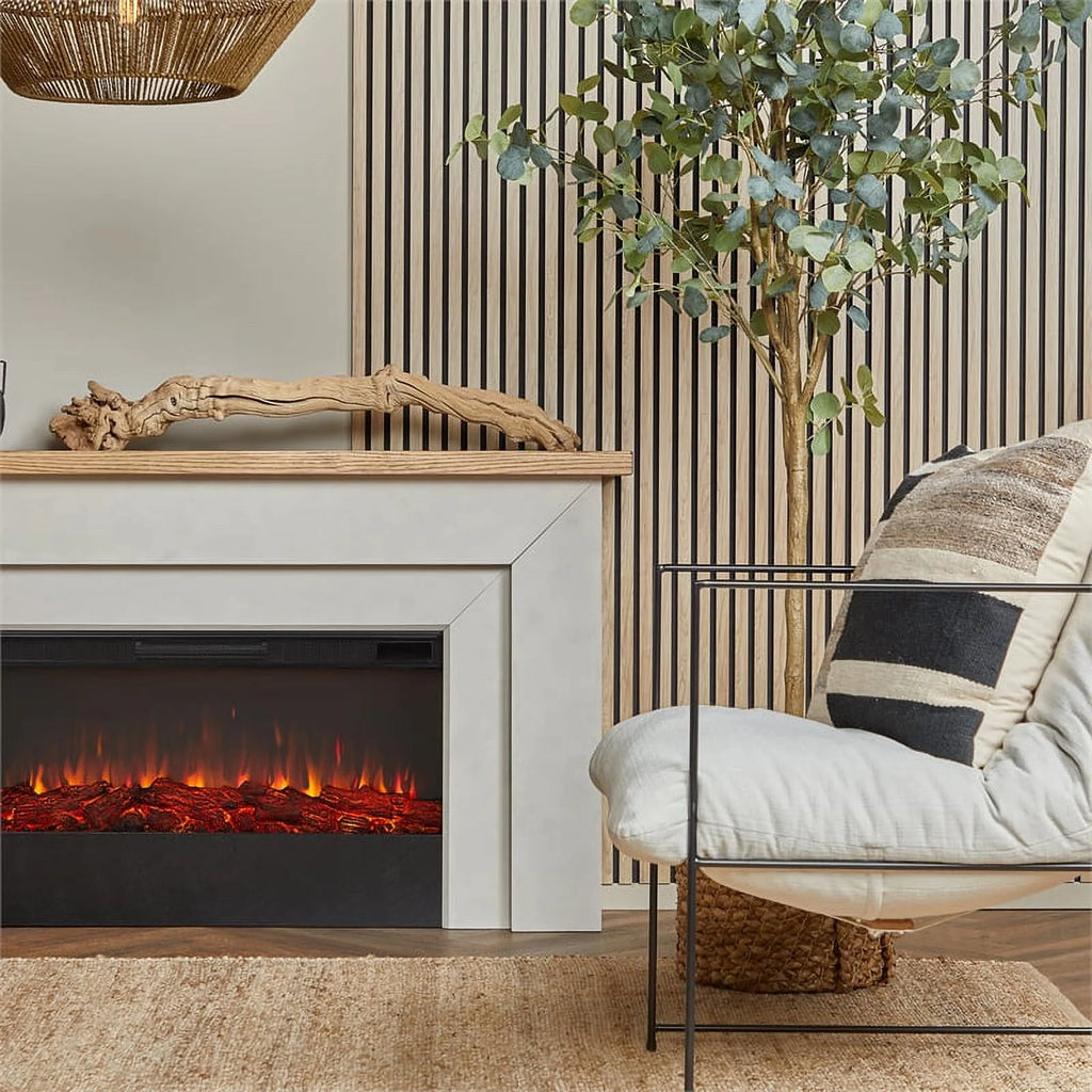 68" Wood Electric Fireplace in Venetian Gray W768077