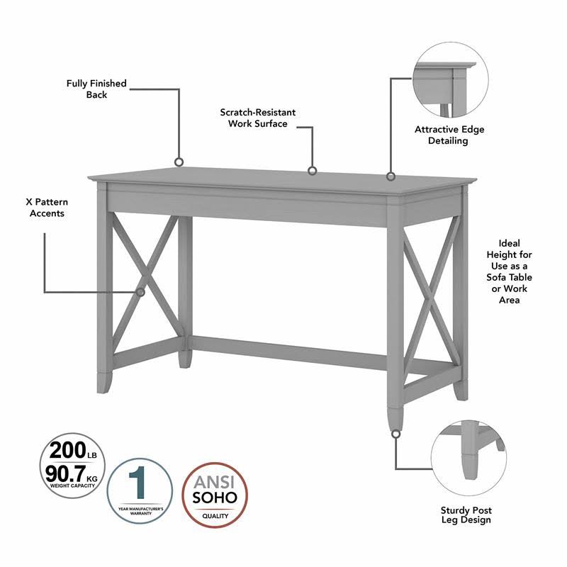 48W Writing Desk with Mid Back Tufted Office Chair in Cape Cod Gray I11475
