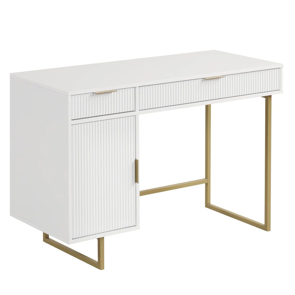 White Computer Desk with Drawers and Cabinet Storage G6361