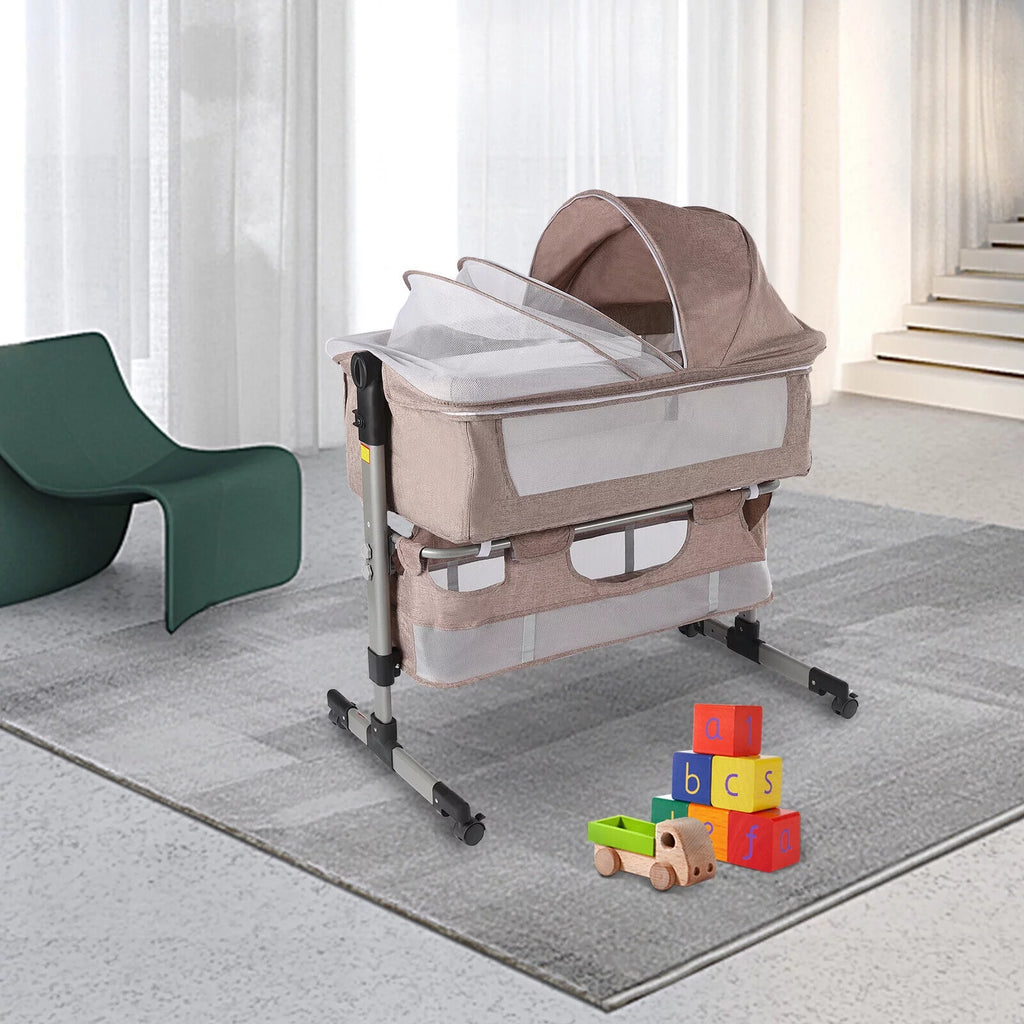 Baby Bassinet with Mosquito Nets Adjustable Bedside Sleeper O9269