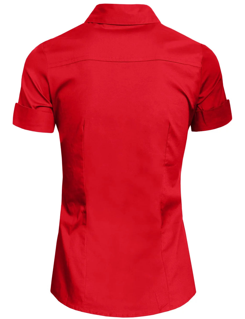 Red Button Down Short Sleeve Shirt R5510