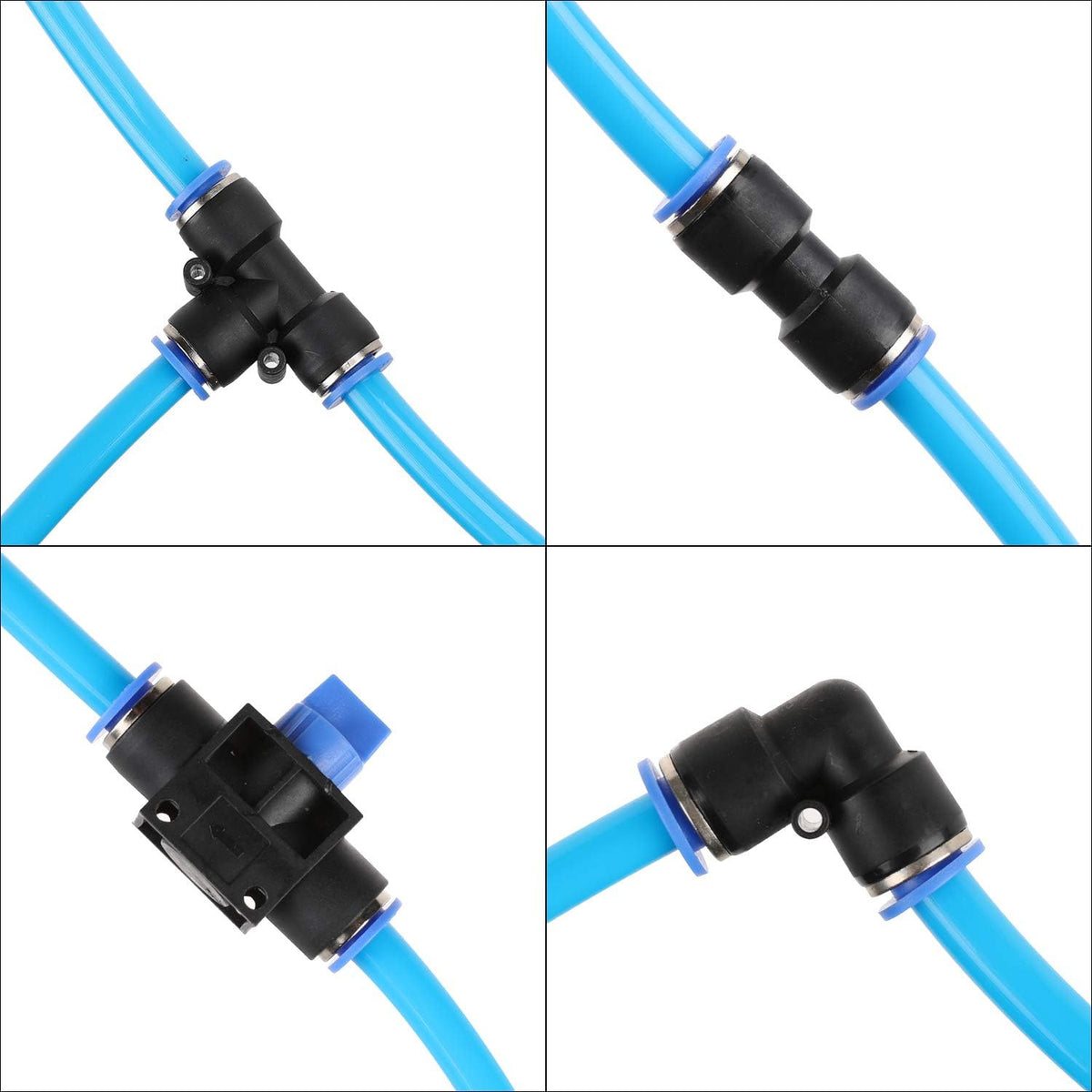 49PCS 3/8 Inch Nylon Compressed Air Pipe Kit with Cutter, Tees, Mounting Clips, Connectors G93822